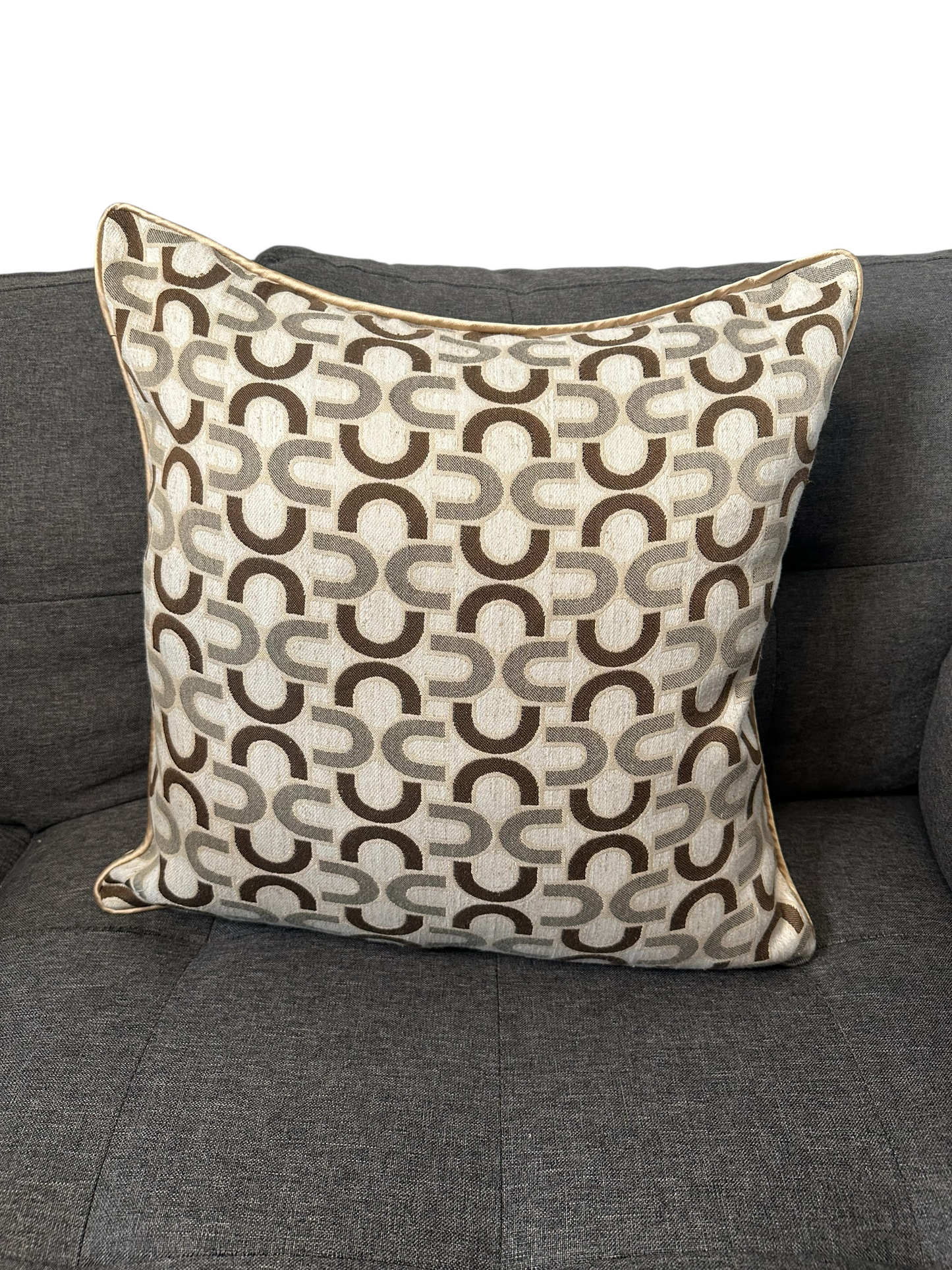 Brown & Cream Patterned Decorative Cushion Cover