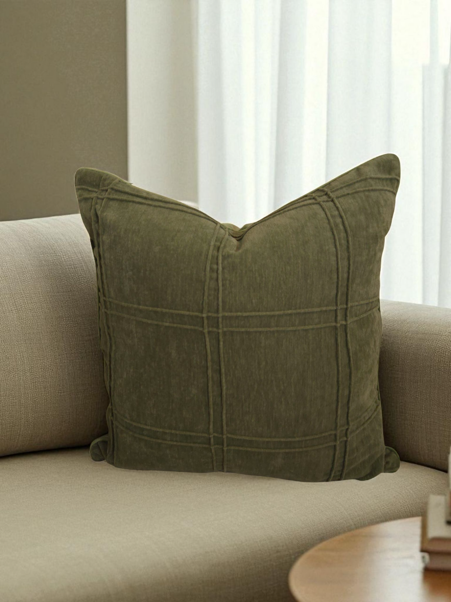 Green Contemporary Textured Cushion Cover
