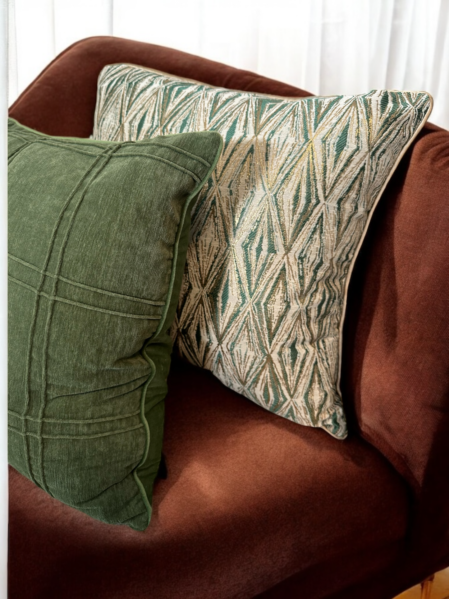 Green Contemporary Textured Cushion Cover