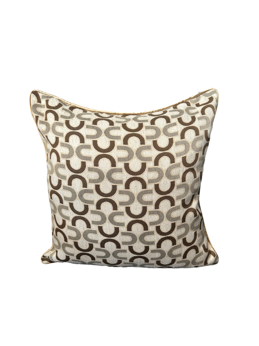 Brown & Cream Patterned Decorative Cushion Cover