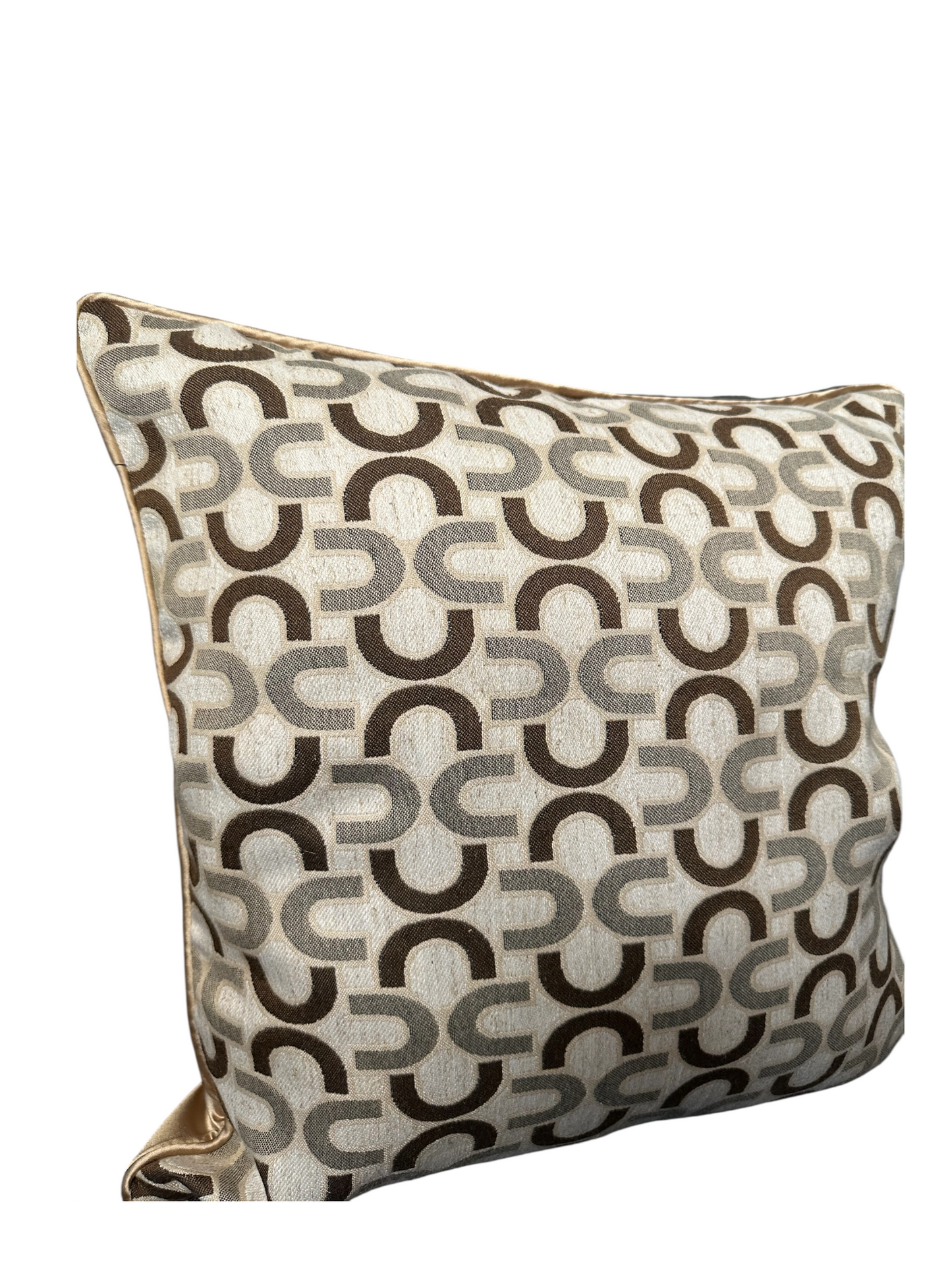 Brown & Cream Patterned Decorative Cushion Cover